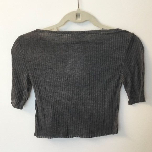 NWT Topshop Slash Crop Tee - Gray - Picture 3 of 7